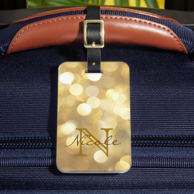 Étiquette À Bagage Balise de bagage Monogramme Étincelle Or Glamore (Insitu Rectoal 2)
