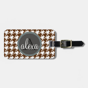 Étiquette À Bagage Balise de bagage monogramme Houndstooth