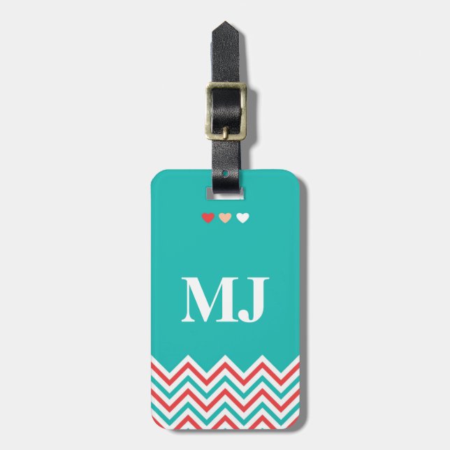 Étiquette À Bagage Balise de bagage Motif Chevron avec des citations  (Devant Vertical)