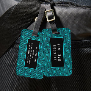 Étiquette À Bagage Balise de bagage Motif de géométrie diamant (bleu)