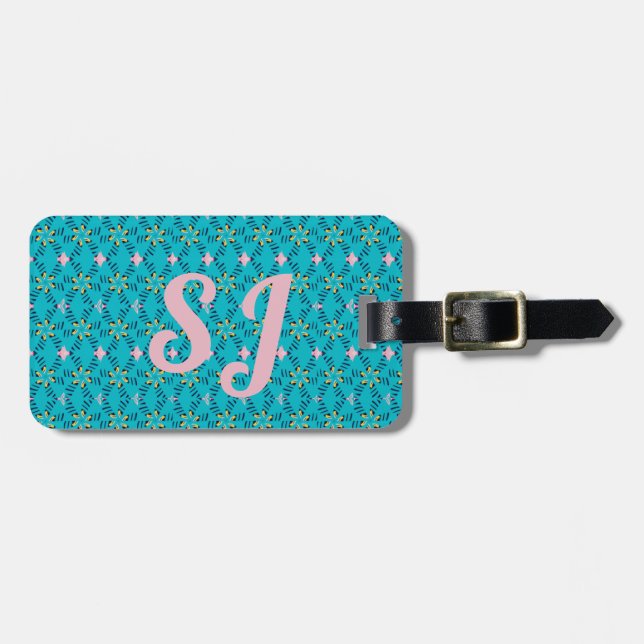 Étiquette À Bagage Balise de bagage Motif turquoise (Devant horizontal)