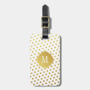 Étiquette À Bagage Balise de bagage or & blanc Pointe Monogramme
