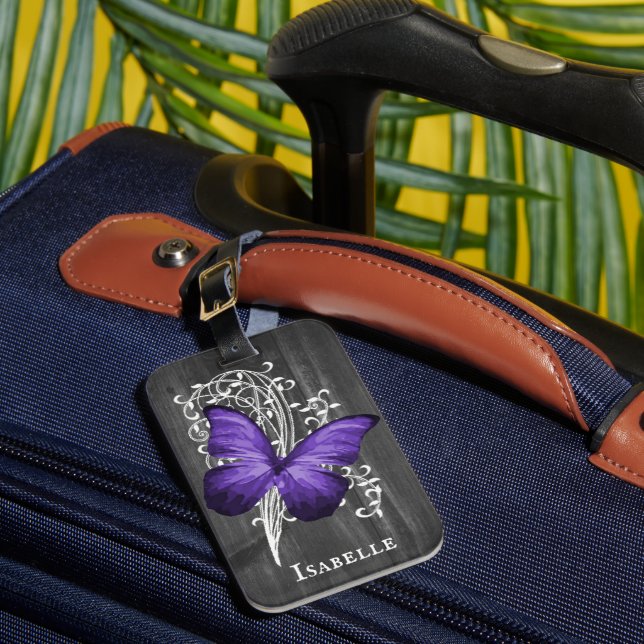 Étiquette À Bagage Balise de bagage personnalisée à papillon rustique (Insitu Rectoal 1)