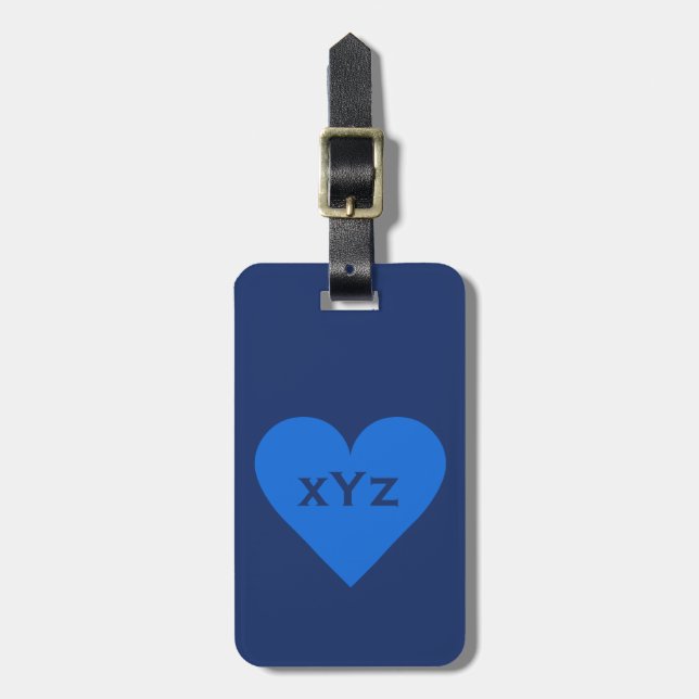 Étiquette À Bagage Balise de bagage personnalisée Blue Heart (Devant Vertical)