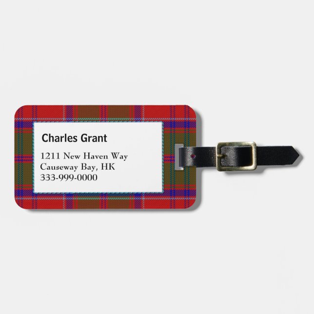 Étiquette À Bagage Balise de bagage personnalisée Clan Grant Tartan P (Devant horizontal)