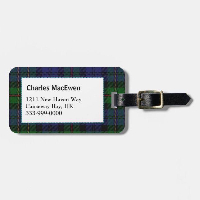 Étiquette À Bagage Balise de bagage personnalisée Clan MacEwen Tartan (Devant horizontal)