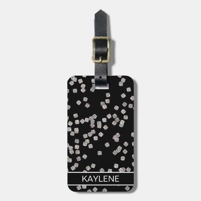 Étiquette À Bagage Balise de bagage personnalisée Confetti en diamant (Devant Vertical)