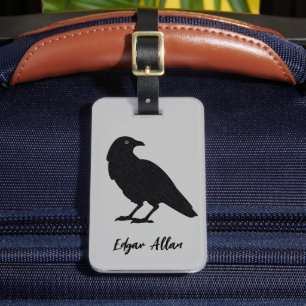 Étiquette À Bagage Balise de bagage personnalisée en argent et noir  