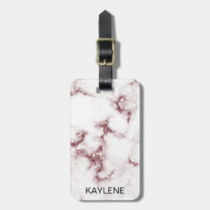 Étiquette À Bagage Balise de bagage personnalisée en marbre rose Part