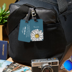 Étiquette À Bagage Balise de bagage personnalisée en marguerite bleue