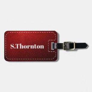 Étiquette À Bagage Balise de bagage personnalisée - Faux cuir rouge