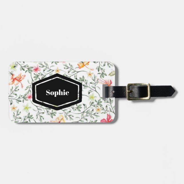 Étiquette À Bagage Balise de bagage personnalisée florale tropicale (Devant horizontal)
