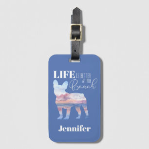 Étiquette À Bagage Balise de bagage personnalisée Frenchie Beach Scèn