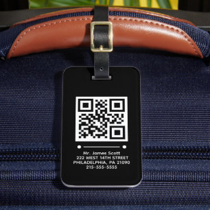 Étiquette À Bagage Balise de bagage personnalisée Jet Black QR CODE