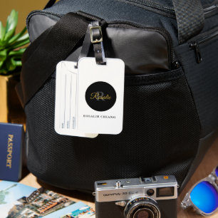 Étiquette À Bagage Balise de bagage personnalisée - Nom, titre et ini