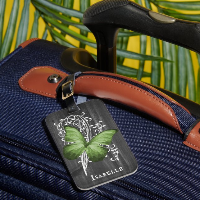 Étiquette À Bagage Balise de bagage personnalisée Papillon rustique v (Insitu Rectoal 1)