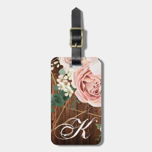 Étiquette À Bagage Balise de bagage personnalisée Rose de jardin géom