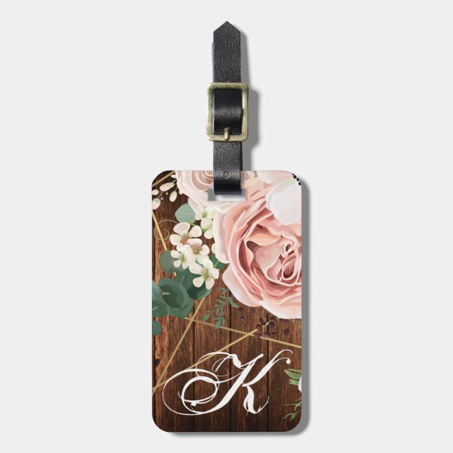 Étiquette À Bagage Balise de bagage personnalisée Rose de jardin géom (Devant Vertical)