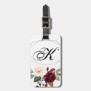 Étiquette À Bagage Balise de bagage personnalisée Roses blanches Gold