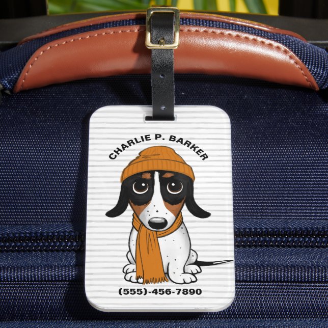 Étiquette À Bagage Balise de bagage Piebald Dachshund mignonne Hipste (Insitu Rectoal 2)