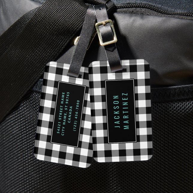 Étiquette À Bagage Balise de bagage plaquée de buffle (noir et blanc) (Créateur téléchargé)