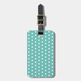 Étiquette À Bagage Balise de bagage Pointe Polka (Aqua & White)
