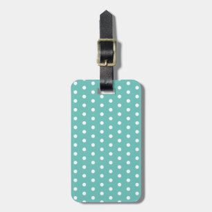 Étiquette À Bagage Balise de bagage Pointe Polka (Aqua & White)