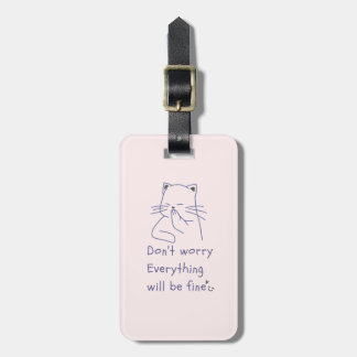 Étiquette À Bagage Balise de bagage pour chat rose et souriant
