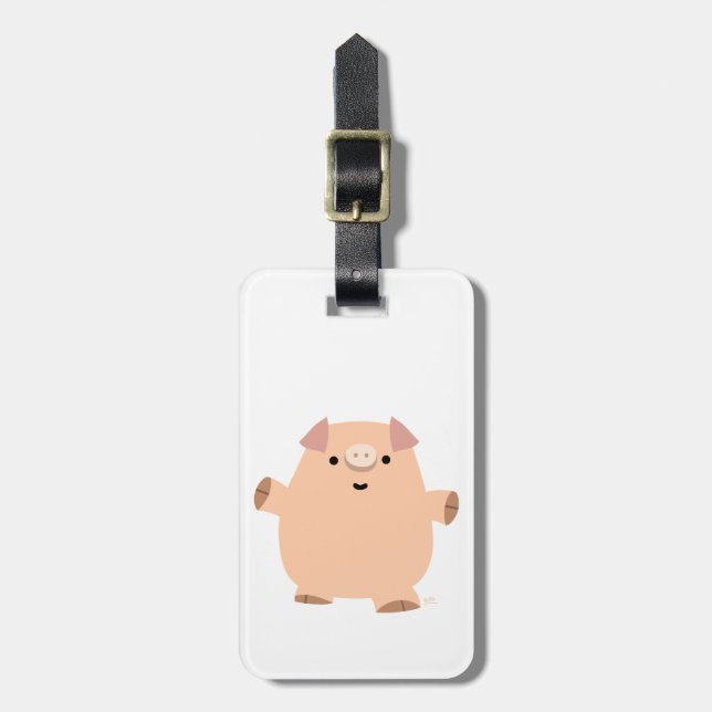 Étiquette À Bagage Balise de bagage pour cochon de dessin amusant (Devant Vertical)