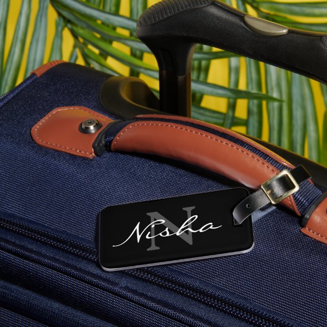 Étiquette À Bagage Balise de bagage pour monogramme élégant noir pers (Insitu Rectoal 3)