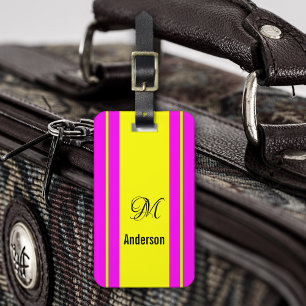 Étiquette À Bagage Balise de bagage pour monogramme vert jaune néon f