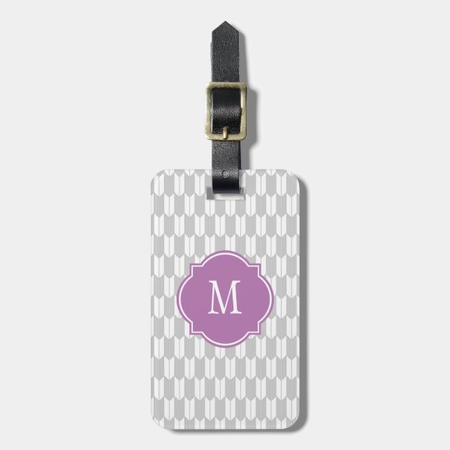 Étiquette À Bagage Balise de bagage pour monogramme Yagasuri gris et  (Devant Vertical)