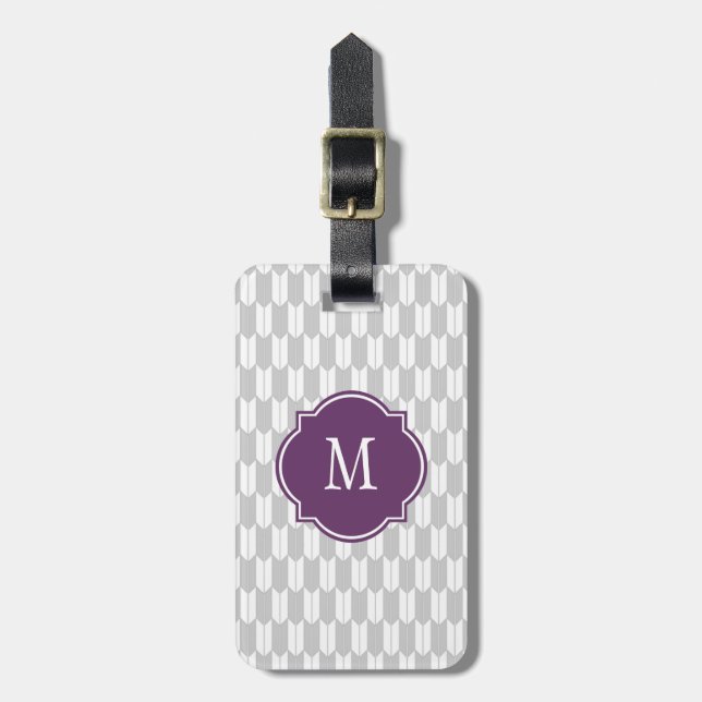 Étiquette À Bagage Balise de bagage pour monogramme Yagasuri gris et  (Devant Vertical)