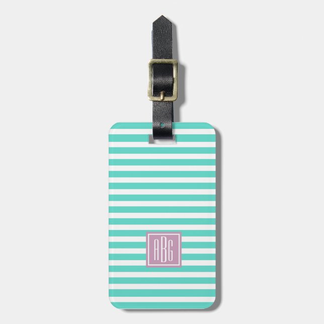 Étiquette À Bagage Balise de bagage Preppy Pastel Triple Monogram (Devant Vertical)