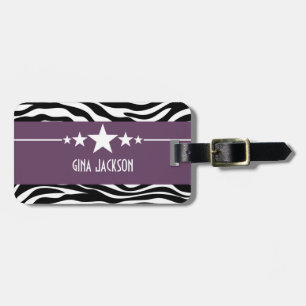 Étiquette À Bagage Balise de bagage Purple Sassy Star Zebra
