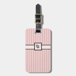 Étiquette À Bagage Balise de bagage rose avec rayures noires