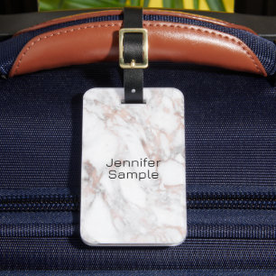 Étiquette À Bagage Balise de bagage Rose or marbre Modèle personnalis