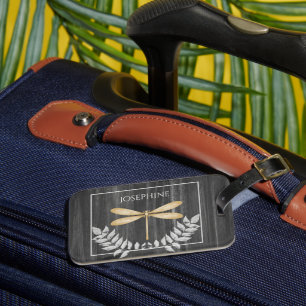 Étiquette À Bagage Balise de bagage rustique de libellule d'or