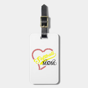 Étiquette À Bagage Balise de bagage Seam Stitch Heart Softball Maman 