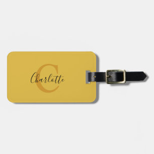 Étiquette À Bagage Balise de bagage simple en monogramme jaune