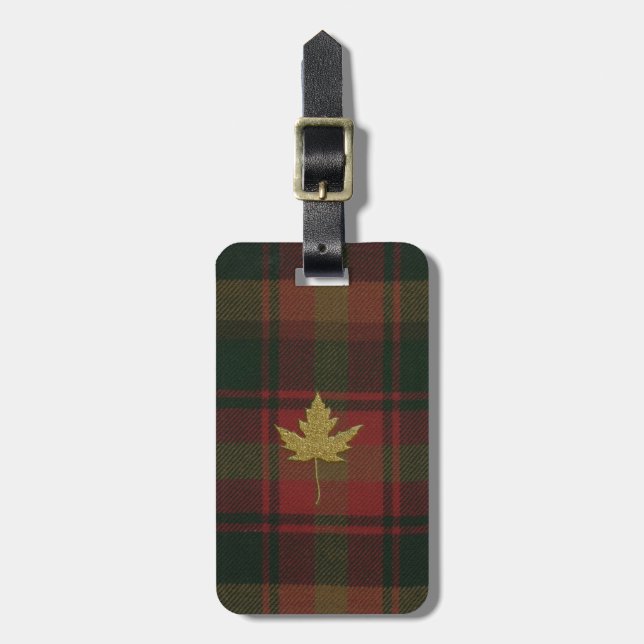 Étiquette À Bagage Balise de bagage Tartan Feuille d'érable canadienn (Devant Vertical)