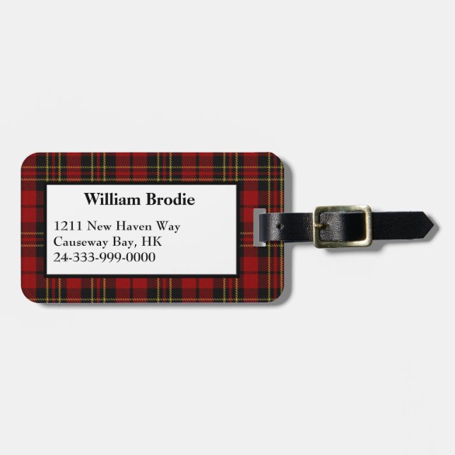 Étiquette À Bagage Balise de bagage traditionnelle en tartan de Brodi (Devant horizontal)