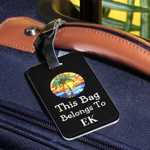 Étiquette À Bagage Balise de bagage tropicale de l'identité du monogr