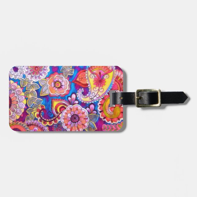 Étiquette À Bagage Balise de bagages acrylique couleur Paisley (Devant horizontal)