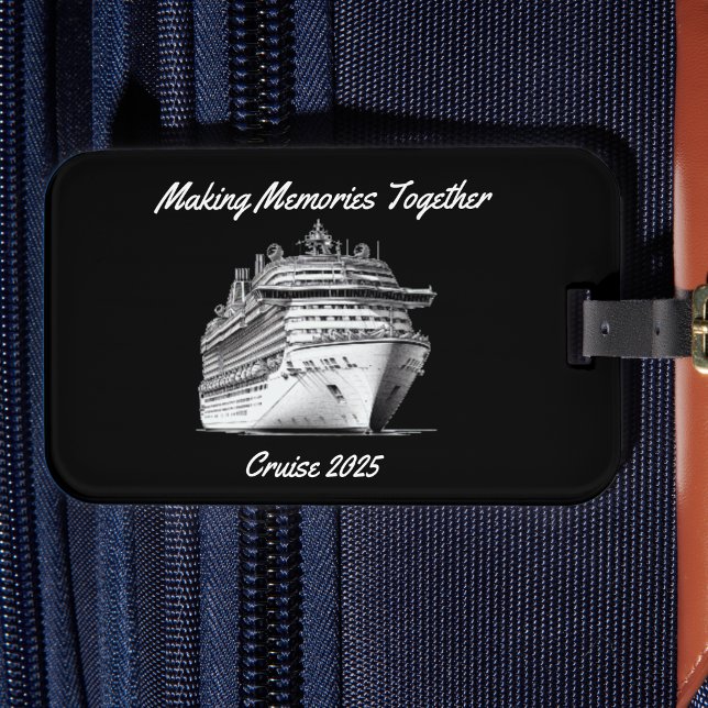 Étiquette À Bagage Balise de bagages Black Cruise Memories PERSONNALI (Unique Design which can be customized for your Cruise Adventures! Add current year.)