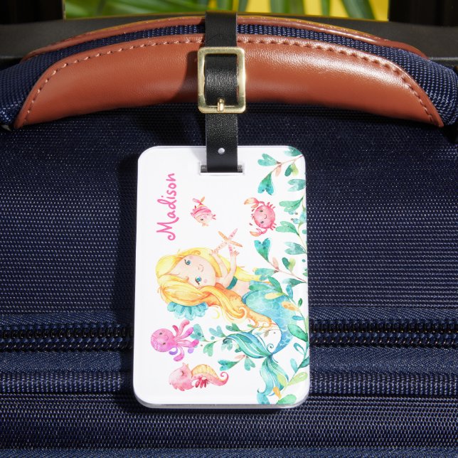 Étiquette À Bagage Balise de bagages Blonde fille sirène adorable (Insitu Rectoal 2)