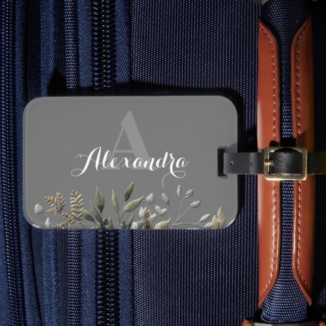 Étiquette À Bagage Balise de bagages botaniques monogrammes élégant (Insitu Rectoal 4)