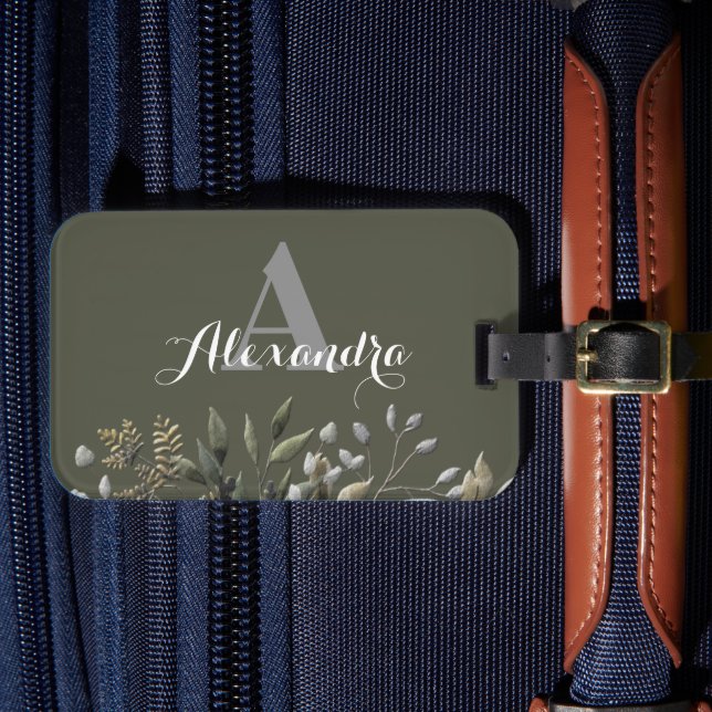 Étiquette À Bagage Balise de bagages botaniques monogrammes élégant (Insitu Rectoal 4)