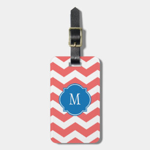Étiquette À Bagage Balise de bagages Cayenne & White Chevron Monogram