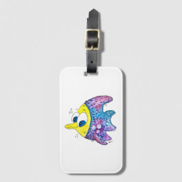 Étiquette À Bagage Balise de bagages de poisson couleur blanc mignon